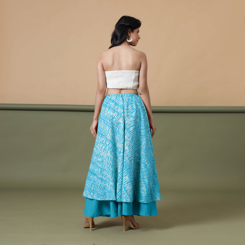 6-Way Convertible Ocean Blue Tie-Dye Cotton Skirt Dress