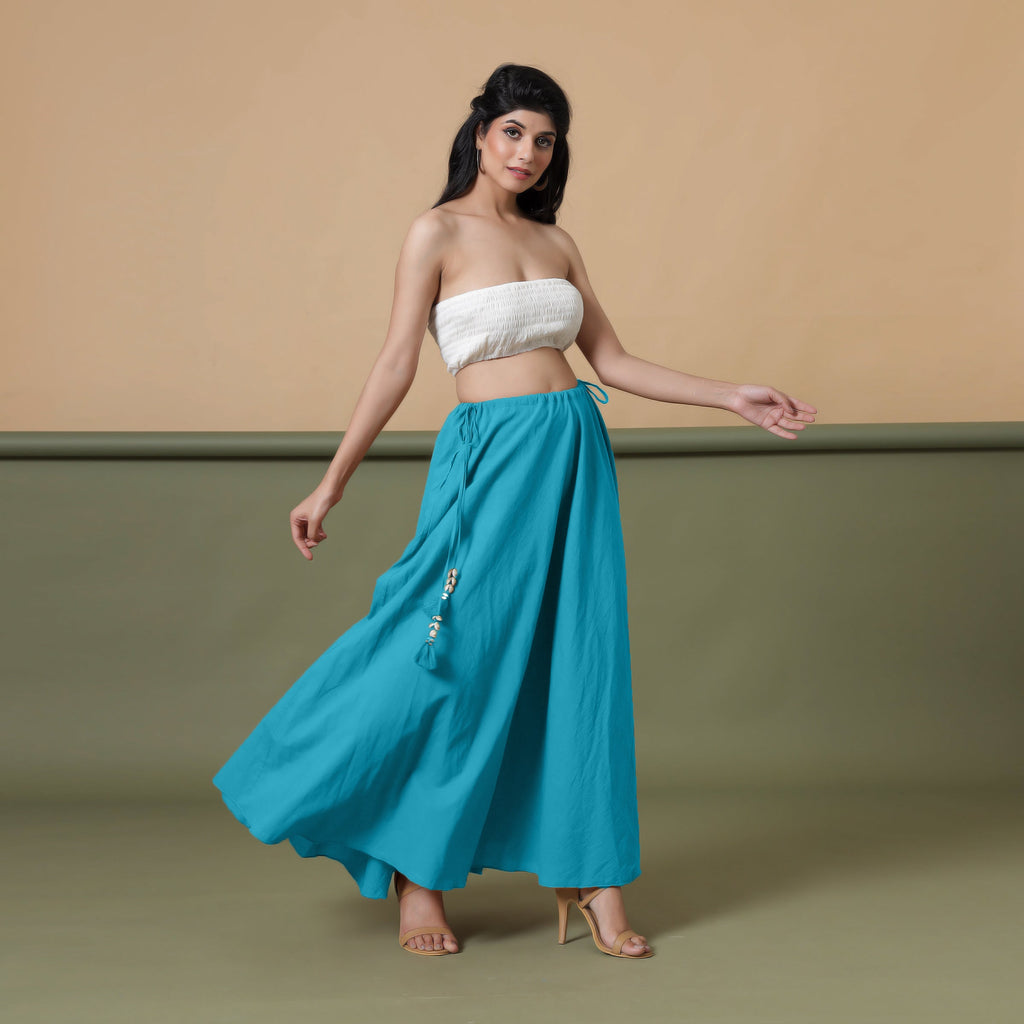 6-Way Convertible Ocean Blue Tie-Dye Cotton Skirt Dress