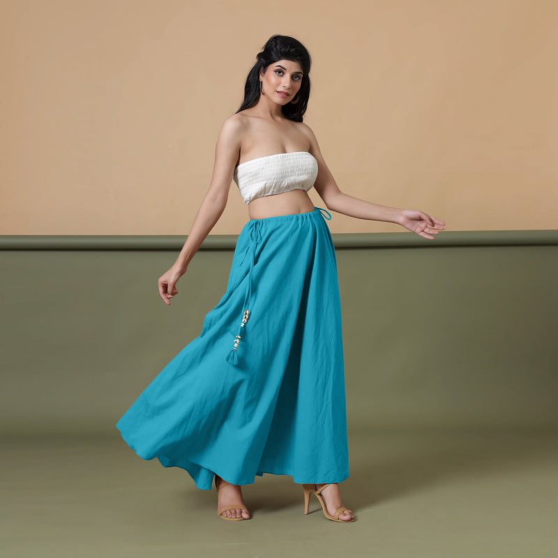 6-Way Convertible Ocean Blue Tie-Dye Cotton Skirt Dress