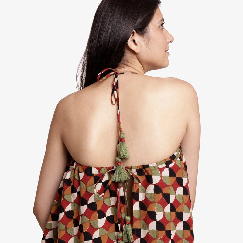 Back Detail of a Model wearing 3-Way Circular Convertible Skirt Dress