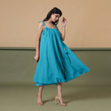 6-Way Convertible Ocean Blue Tie-Dye Cotton Skirt Dress