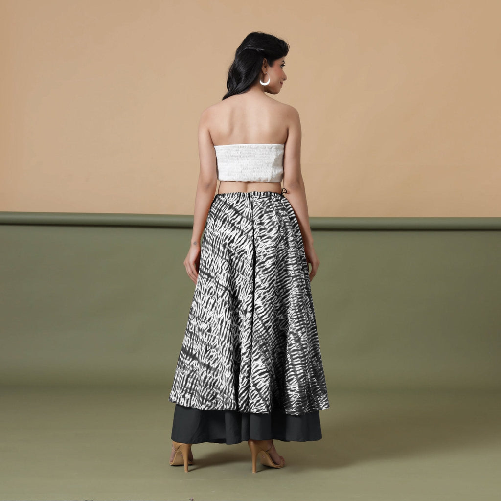 6-Way Convertible Black Tie-Dye Cotton Skirt Dress