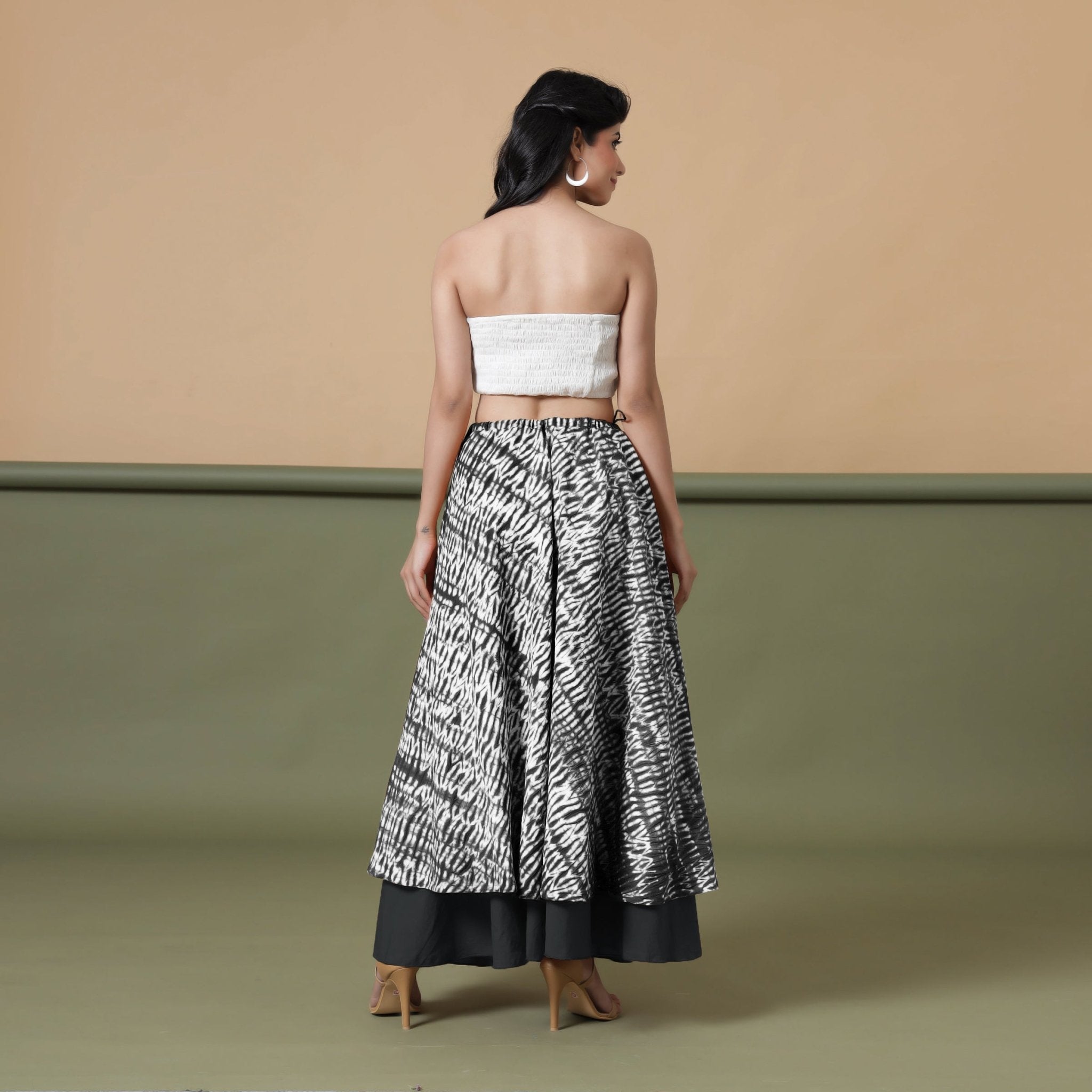 6-Way Convertible Black Tie-Dye Cotton Skirt Dress