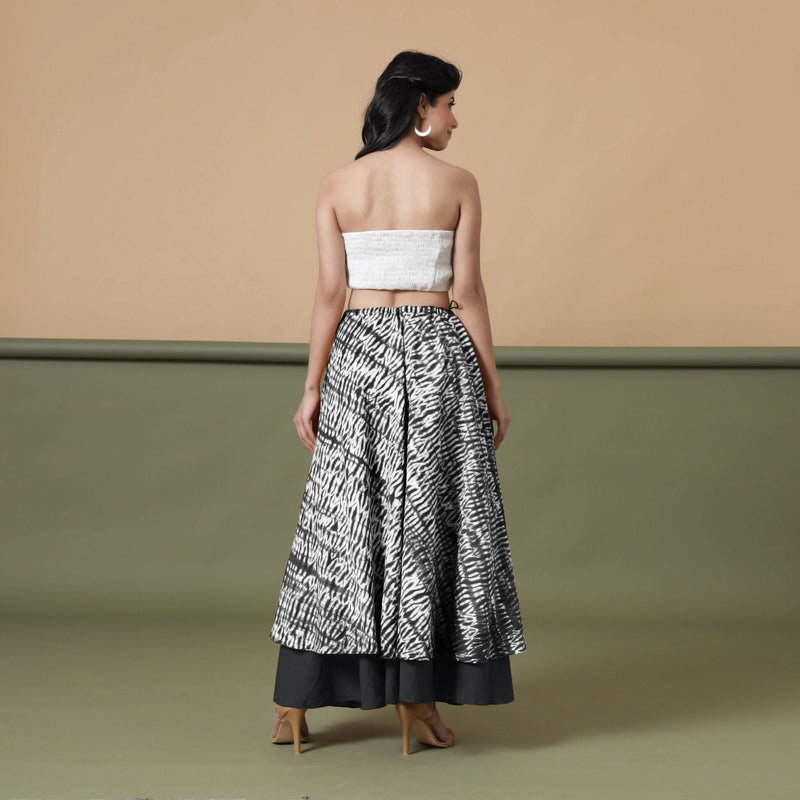 6-Way Convertible Black Tie-Dye Cotton Skirt Dress
