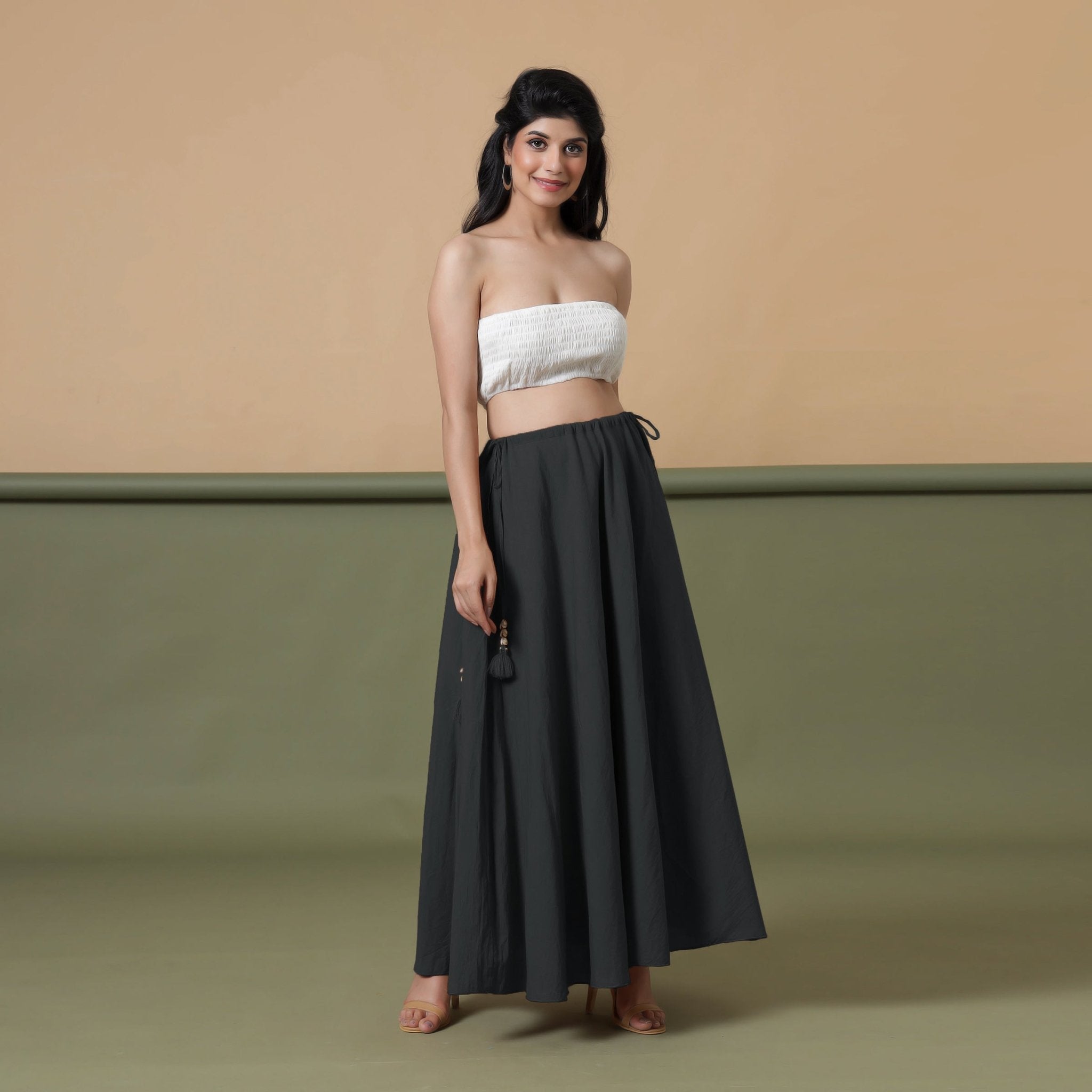 6-Way Convertible Black Tie-Dye Cotton Skirt Dress