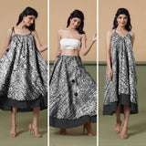 6-Way Convertible Black Tie-Dye Cotton Skirt Dress
