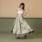 Front View of a Model wearing 6-Way Convertible Moss Green Tie Dye Skirt Dress