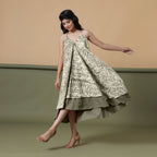 Front View of a Model wearing 6-Way Convertible Moss Green Tie Dye Skirt Dress