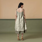 Back View of a Model wearing 6-Way Convertible Moss Green Tie Dye Skirt Dress