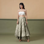Front View of a Model wearing 6-Way Convertible Moss Green Tie Dye Skirt Dress
