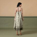 Back View of a Model wearing 6-Way Convertible Moss Green Tie Dye Skirt Dress