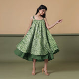 6-Way Convertible Forest Green Tie-Dye Cotton Skirt Dress