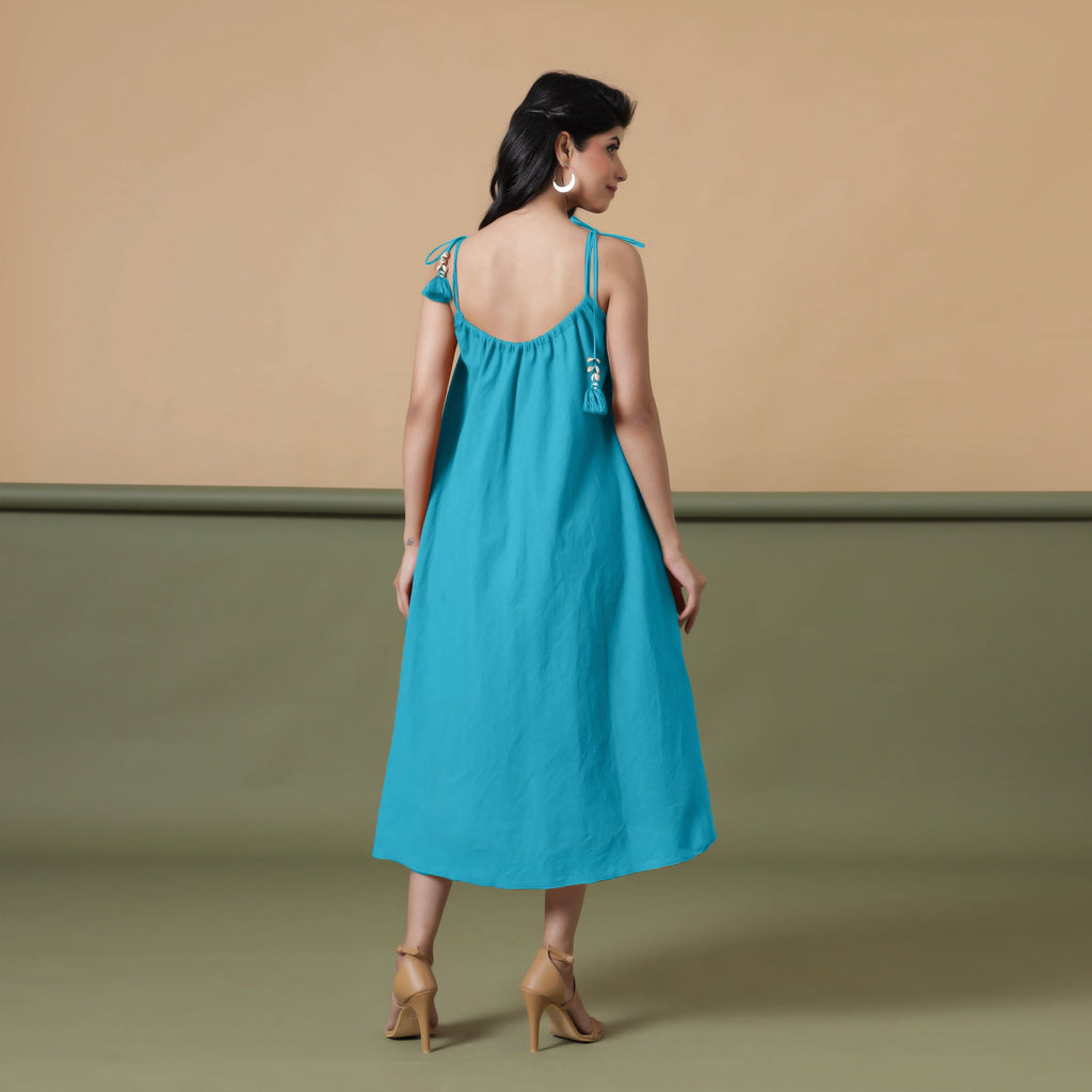 6-Way Convertible Ocean Blue Tie-Dye Cotton Skirt Dress