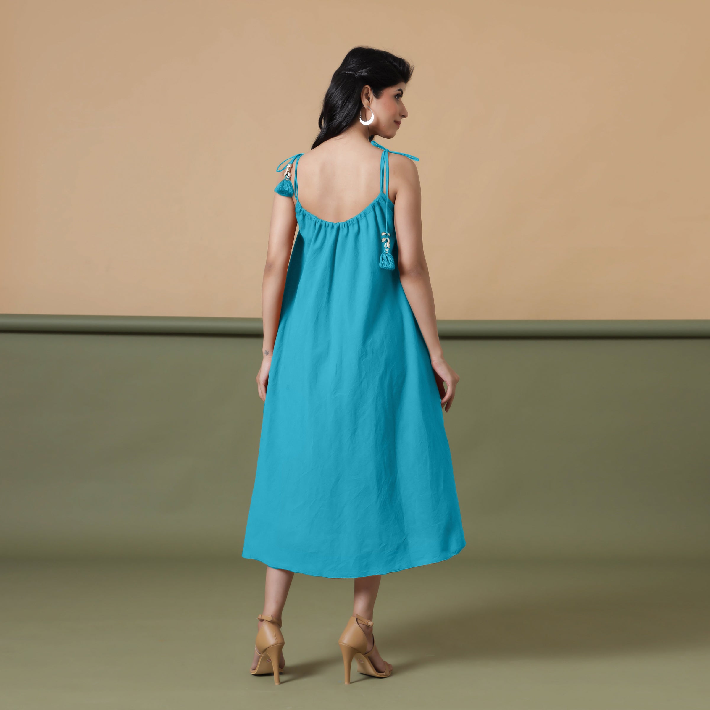 6-Way Convertible Ocean Blue Tie-Dye Cotton Skirt Dress