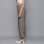 Left View of a Model wearing Ash Grey Flannel Convertible Pant Shorts