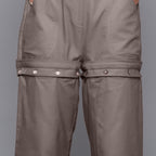 Front Detail of a Model wearing Ash Grey Flannel Convertible Pant Shorts