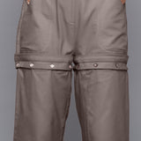 Front Detail of a Model wearing Ash Grey Flannel Convertible Pant Shorts