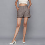 Front View of a Model wearing Ash Grey Flannel Convertible Pant Shorts