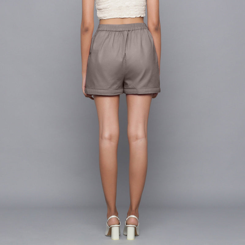 Back View of a Model wearing Ash Grey Flannel Convertible Pant Shorts
