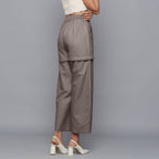 Back View of a Model wearing Ash Grey Flannel Convertible Pant Shorts