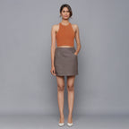 Front View of a Model wearing Ash Grey Flannel Mini Pencil Skirt