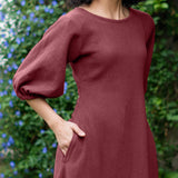 Barn Red Warm Cotton Waffle Fit and Flare Maxi Dress