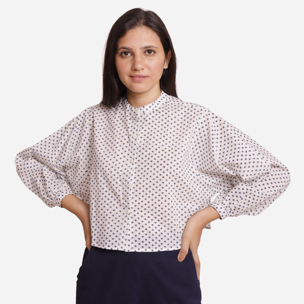Front View of a Model wearing Geometric Pattern Batwing Sleeve Shirt