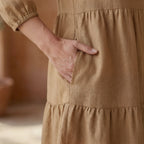 Beige 100% Cotton Short Shirt Dress