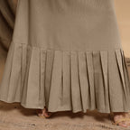 Beige Cotton Flax Mandarin Collar Floor Length Tier Dress