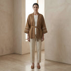 Beige Cotton Kyoto Kimono Sleeve Wrap Top