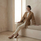 Beige Cotton Kyoto Kimono Sleeve Wrap Top