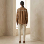 Beige Cotton Relaxed Full Sleeve Button-Down Shirt