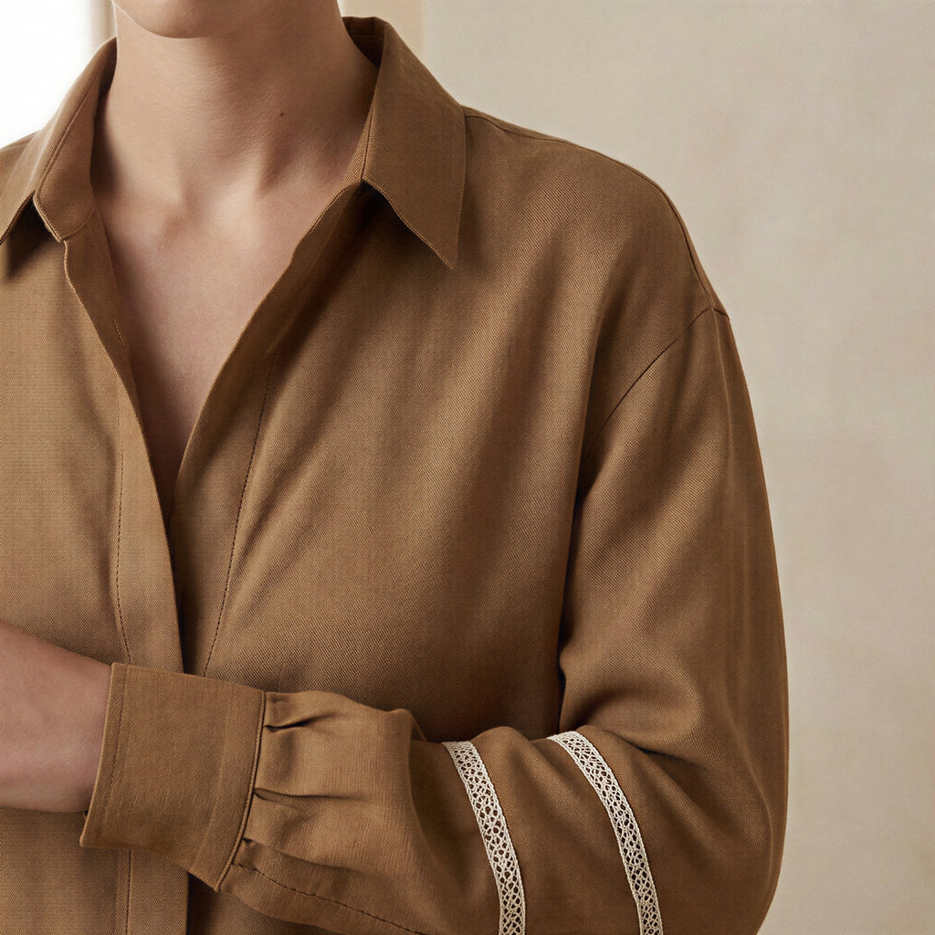 Beige Cotton Relaxed Full Sleeve Button-Down Shirt