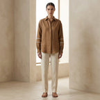 Beige Cotton Relaxed Full Sleeve Button-Down Shirt