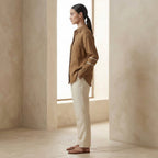 Beige Cotton Relaxed Full Sleeve Button-Down Shirt