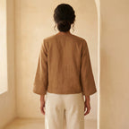 Beige Cotton Tie-Front Blouse