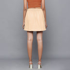 Back View of a Model wearing Beige Flannel Mini Pencil Skirt