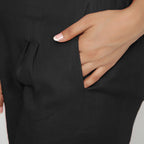 Black 100% Cotton Elasticated High-Rise Culottes