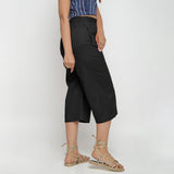 Black 100% Cotton Elasticated High-Rise Culottes