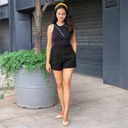 Black 100% Cotton Elasticated Shorts