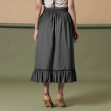 Black 100% Cotton Elasticated Tier Midi Skirt