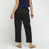 Black 100% Cotton Mid-Rise Elasticated Chino Pant