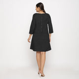 Black 100% Cotton Round Neck Short Tunic Dress