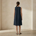 Black 100% Cotton Sleeveless Paneled Swing Dress