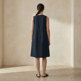 Black 100% Cotton Sleeveless Paneled Swing Dress