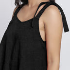 Black Convertible Cotton Linen Tie-Up Top