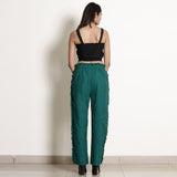 Black Cotton Flax Frilled Bustier Crop Top