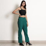 Black Cotton Flax Frilled Bustier Crop Top