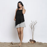 Black Cotton Linen Halter Neck Handkerchief Top