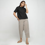 Black Cotton Peter Pan Collar A-Line Top